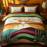 3 Piece Quilted Bedding Set - Sunset Cacti — view 1