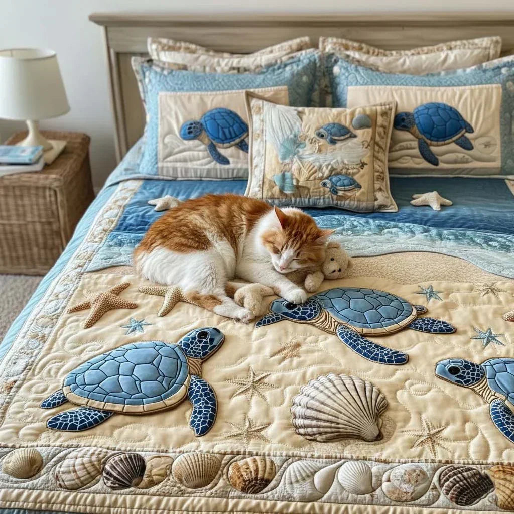 3 Piece Quilted Bedding Set - Ocean Waves — view 3