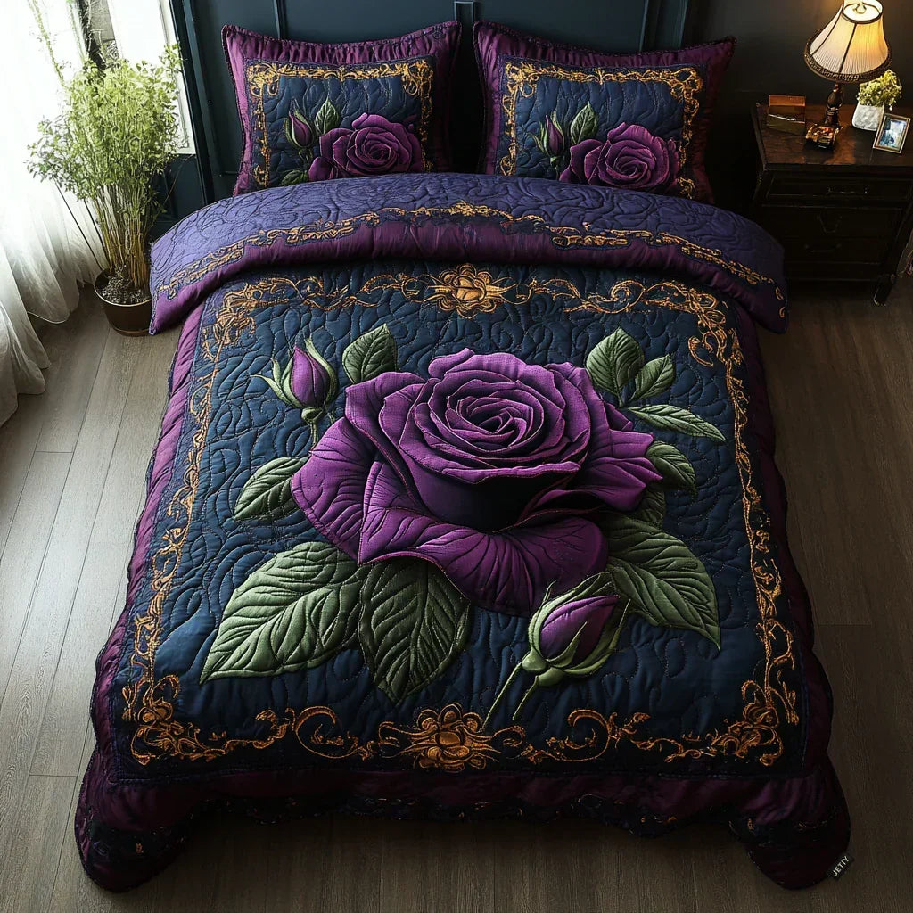 3-piece quilted bedding set - Rosa purple — view 1