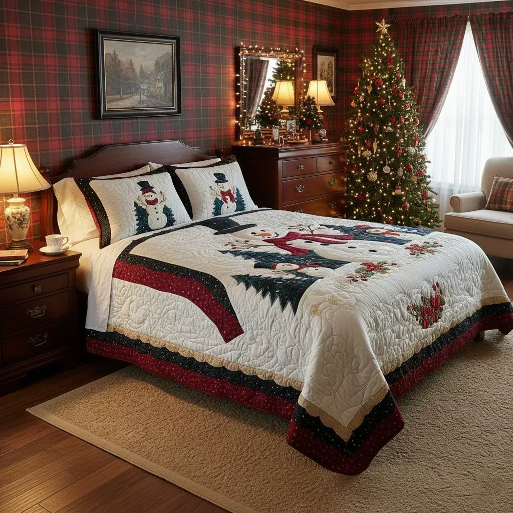 3-piece quilted bedding set - Snow Friends — view 2