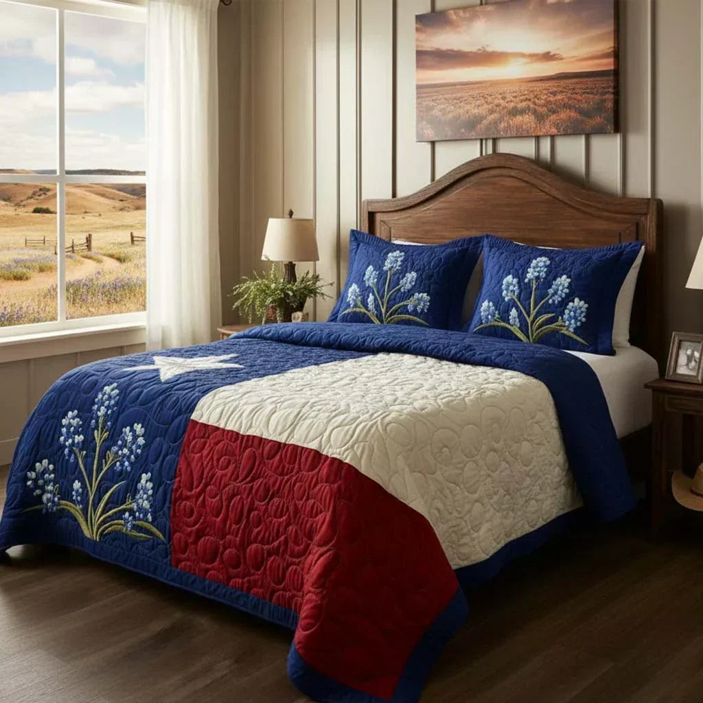 3 Piece Quilted Bedding Set - Stolz Texas — view 2