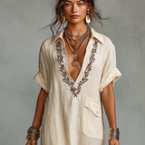 Aaliyah - Embroidered Shirt Dress — view 4