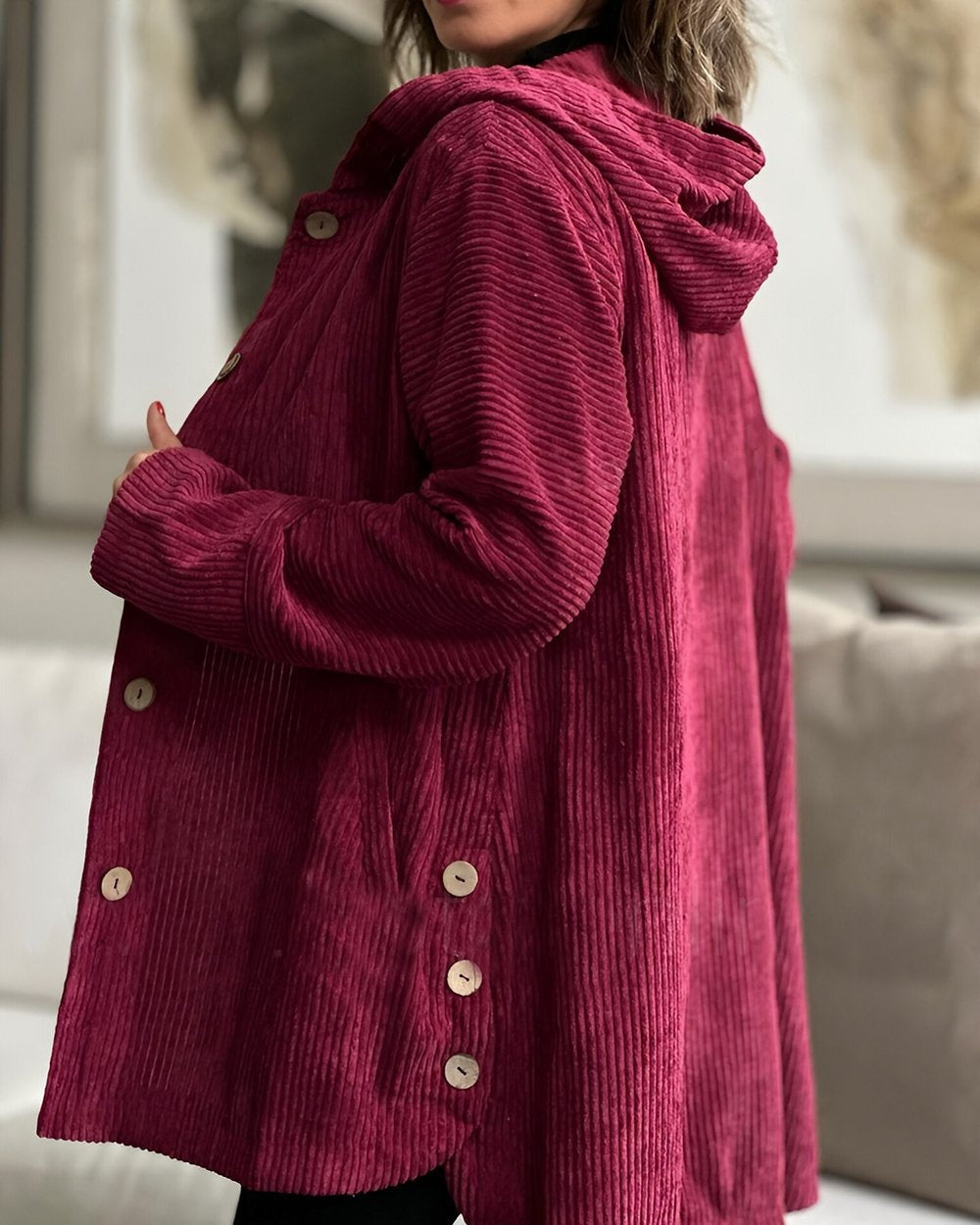 Abigail - Corduroy Hooded Cardigan — view 3