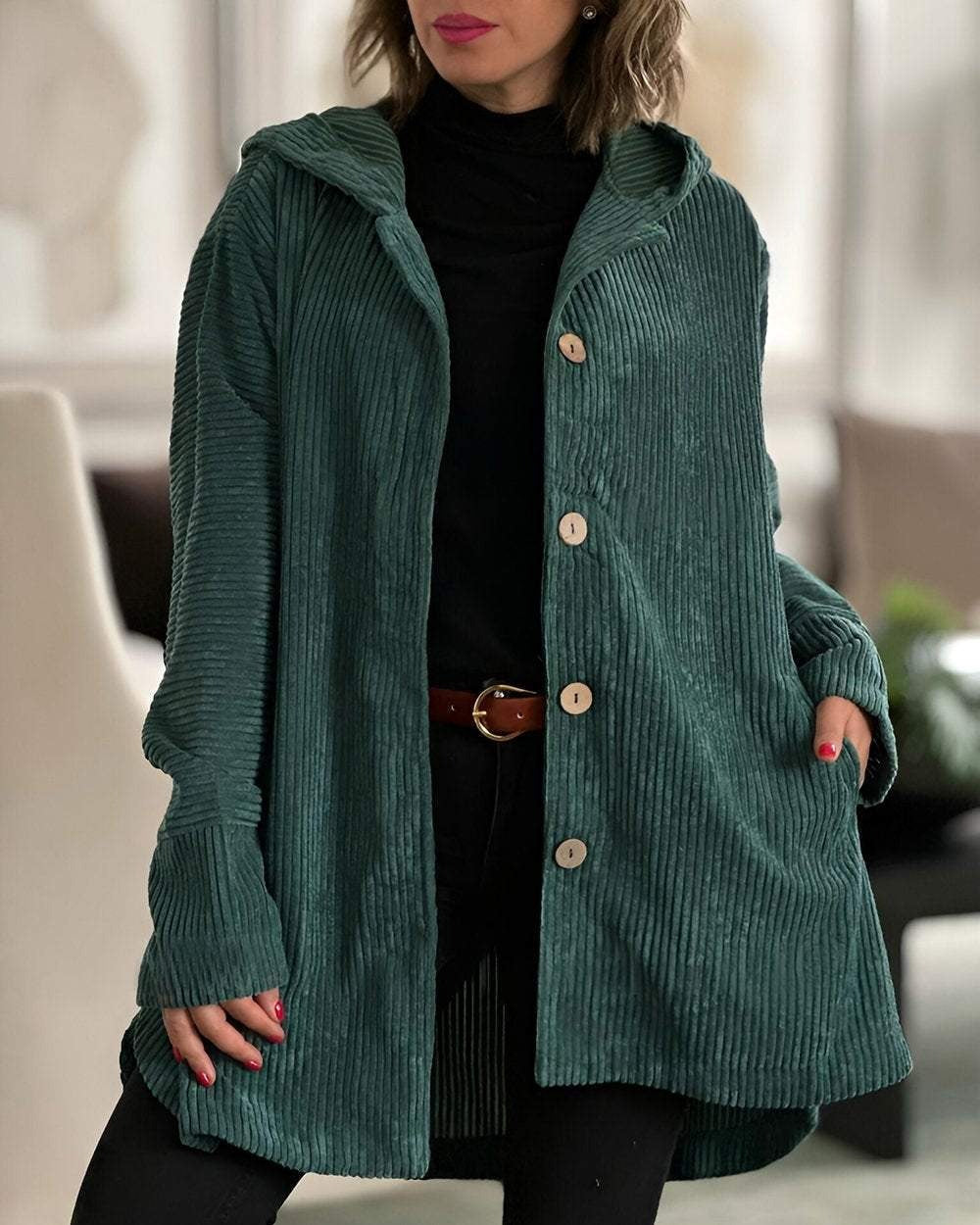 Abigail - Corduroy Hooded Cardigan — view 4