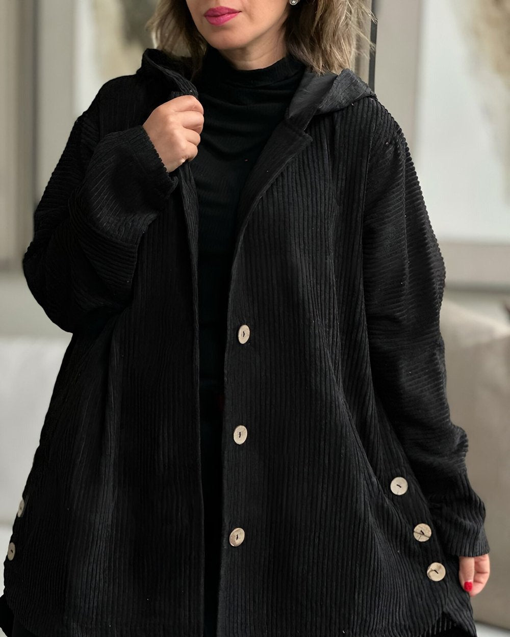 Abigail - Corduroy Hooded Cardigan — view 5