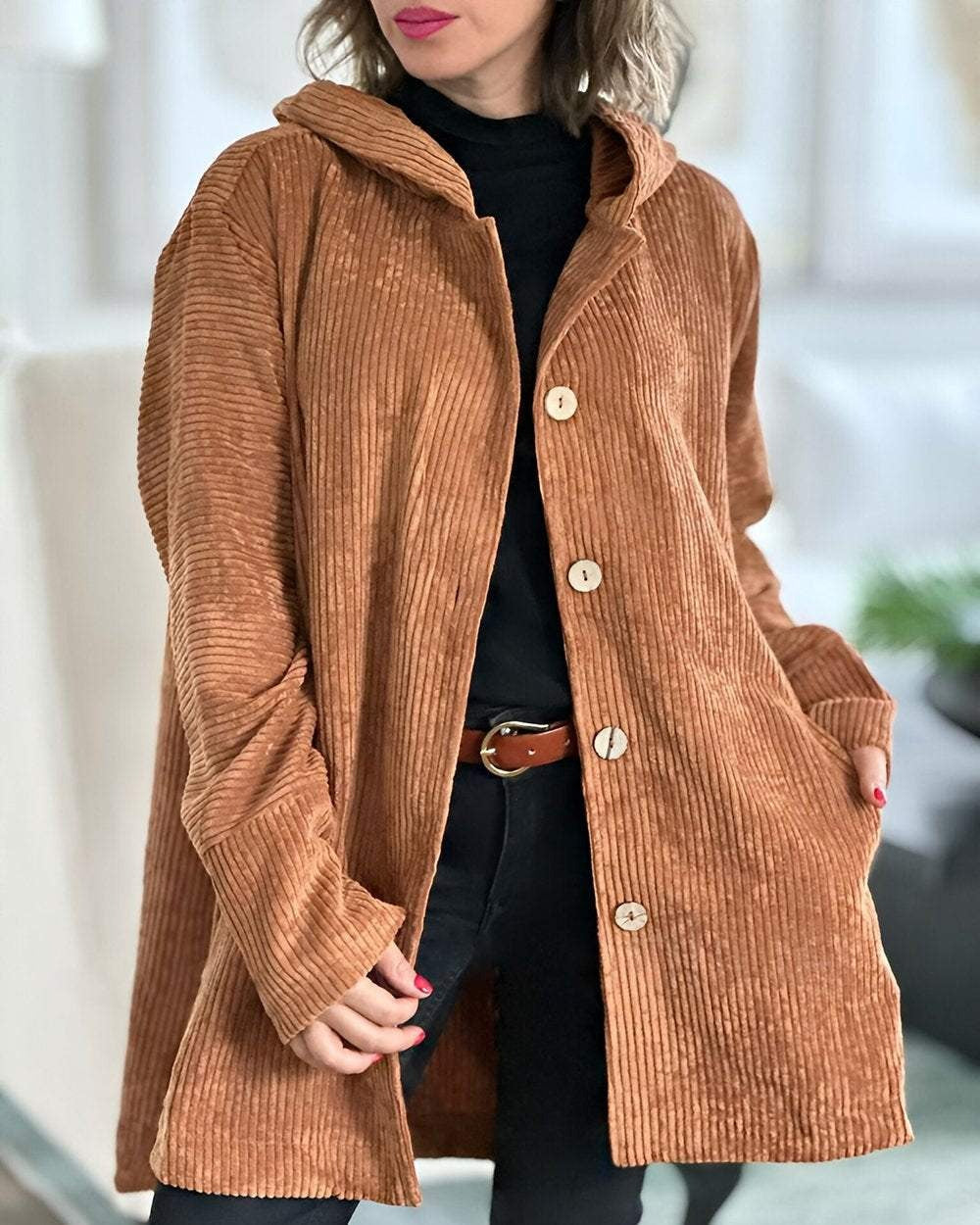 Abigail - Corduroy Hooded Cardigan — view 7