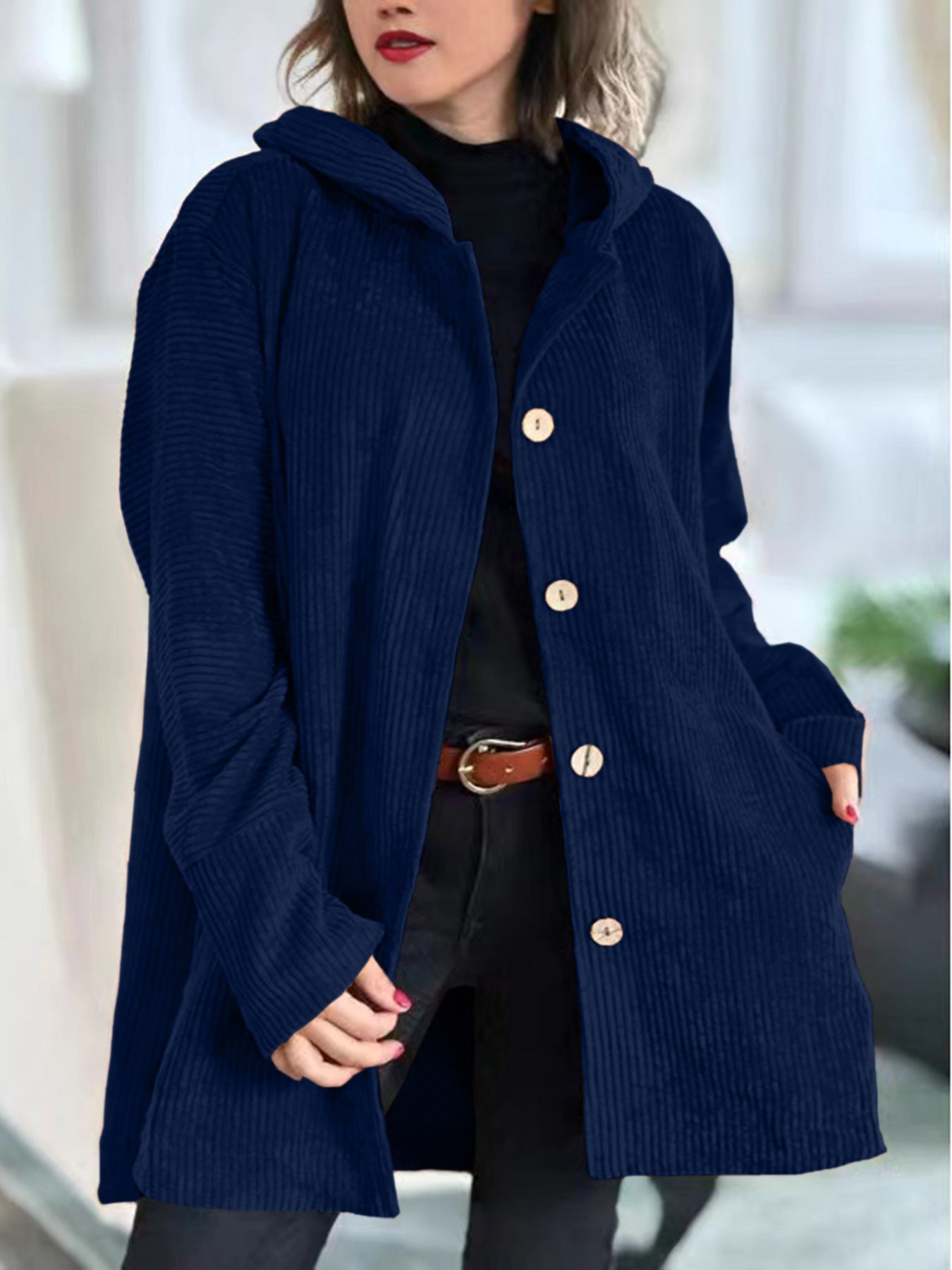 Abigail - Corduroy Hooded Cardigan — view 10