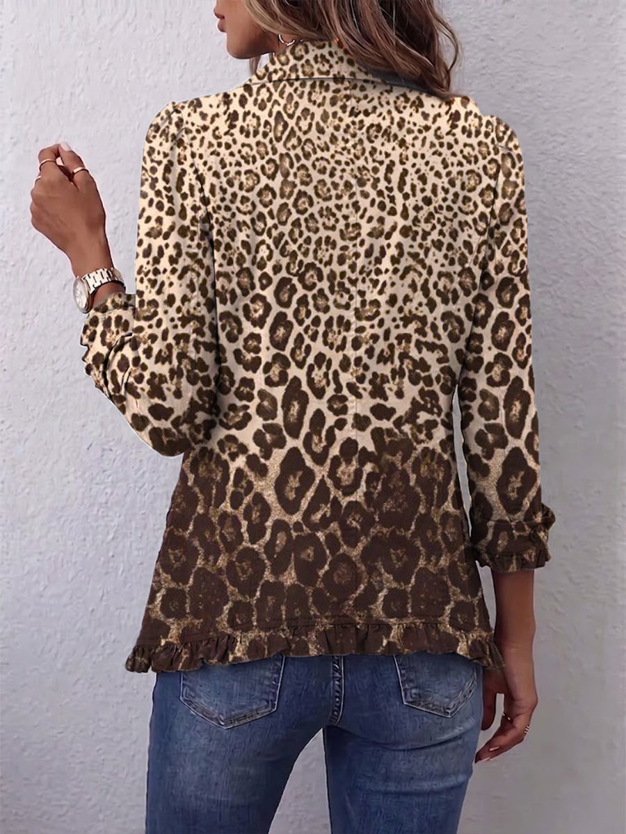 Abigail - Ruffled Leopard Print Coat — view 2