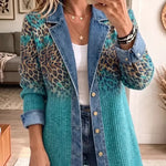 Abigail - Retro Leopard Print Denim Jacket — view 1