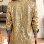 Addison - Gold Glitter Patchwork Denim Jacket — view 2