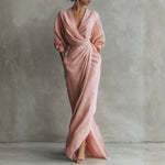 Adeline - pink linen maxi dress — view 1