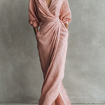 Adeline - pink linen maxi dress — view 2