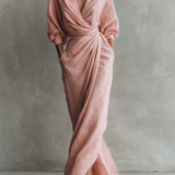 Adeline - pink linen maxi dress — view 2