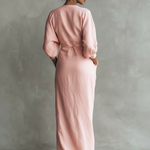 Adeline - pink linen maxi dress — view 3