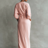 Adeline - pink linen maxi dress — view 3