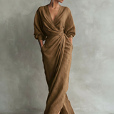 Adeline - pink linen maxi dress — view 4