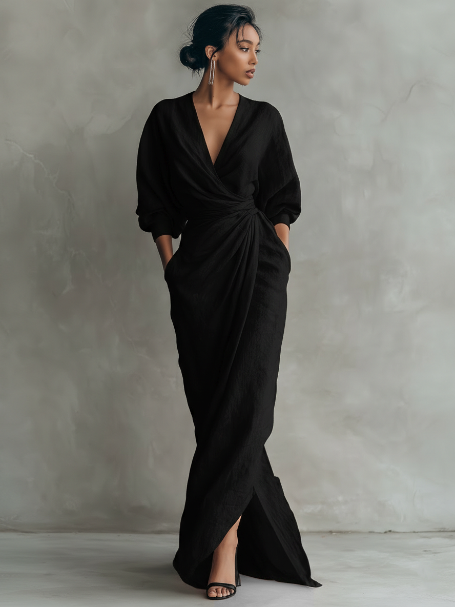Adeline - pink linen maxi dress — view 5