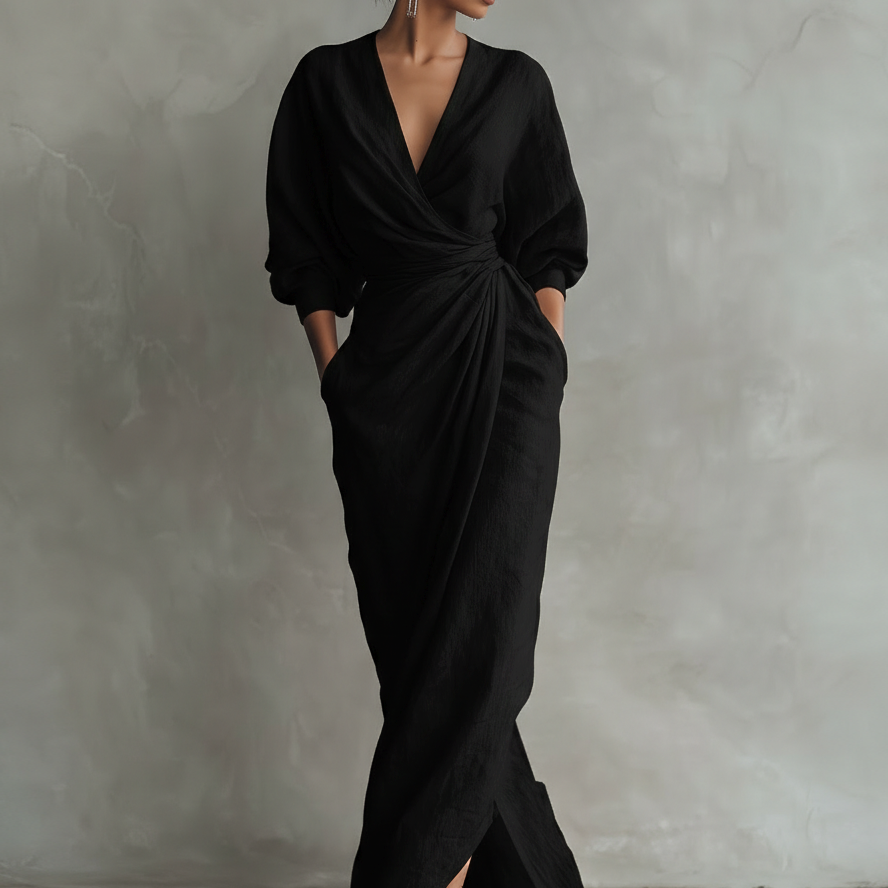 Adeline - pink linen maxi dress — view 5
