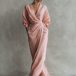 Adeline - pink linen maxi dress — view 6