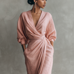 Adeline - pink linen maxi dress — view 7