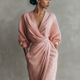 Adeline - pink linen maxi dress — view 7