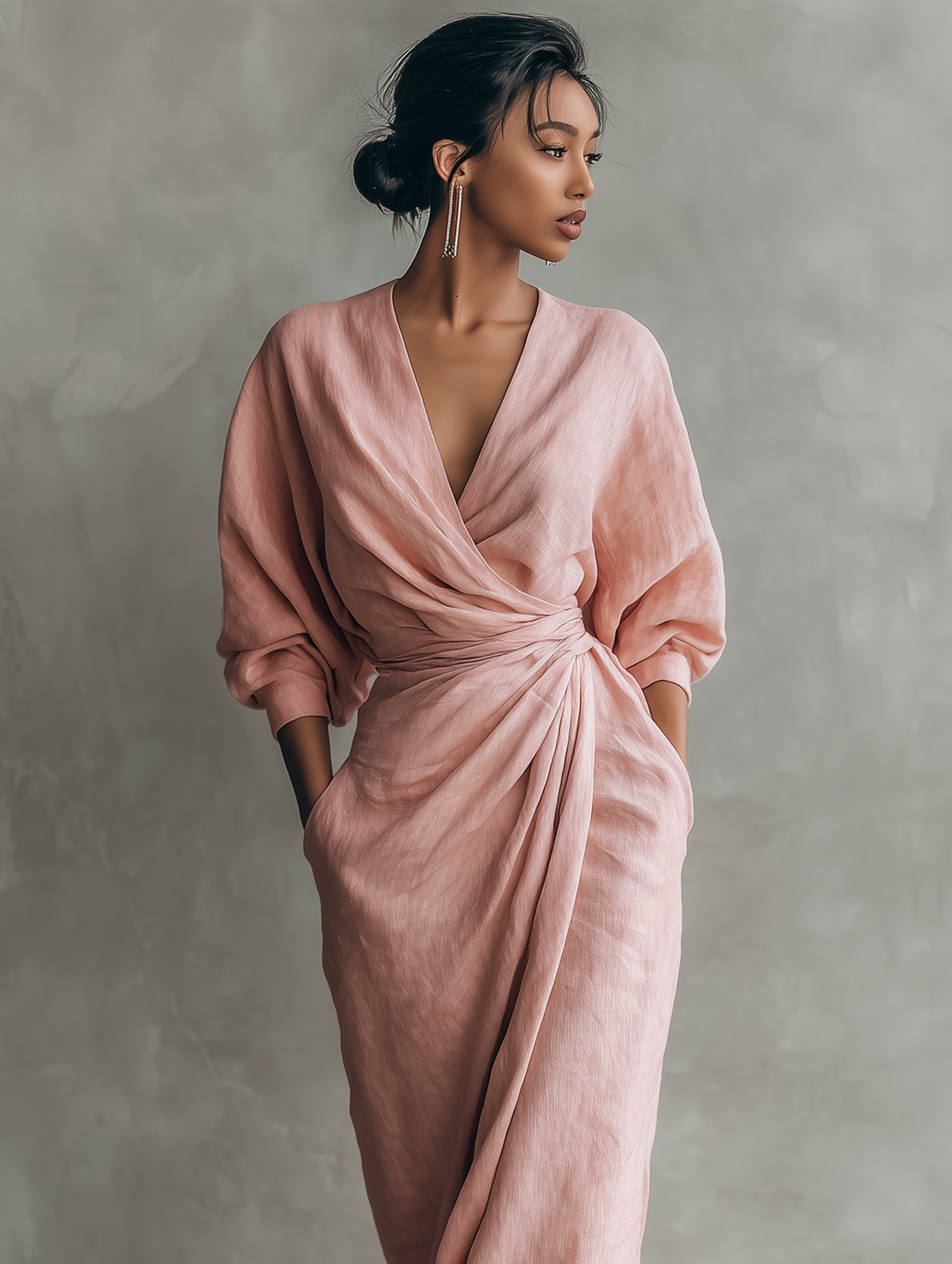 Adeline - pink linen maxi dress — view 7