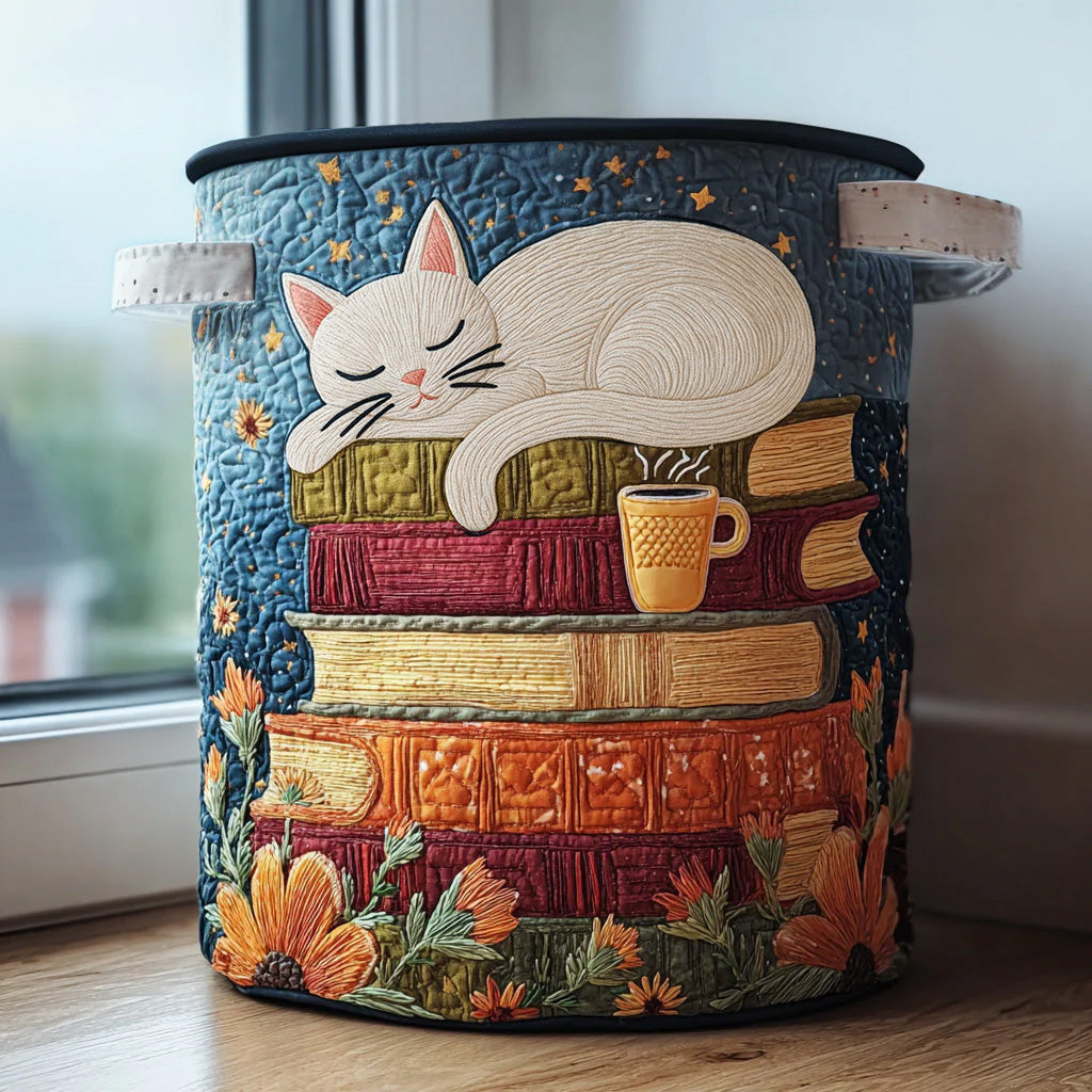 Quilted laundry basket — Enchanting White Cat
