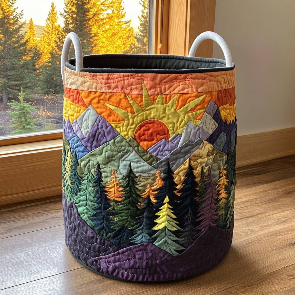 Quilted laundry basket — Forest Glow