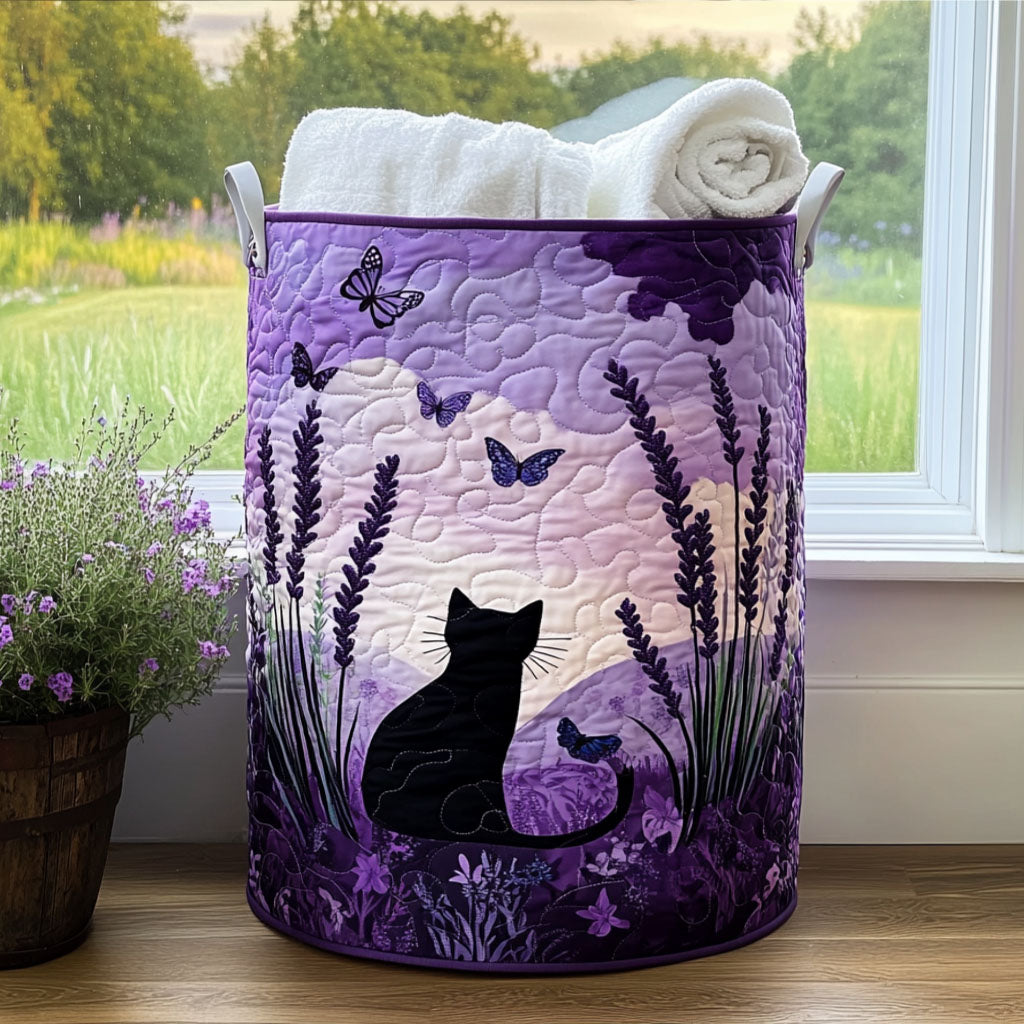 Quilted laundry basket — Midnight Meadow