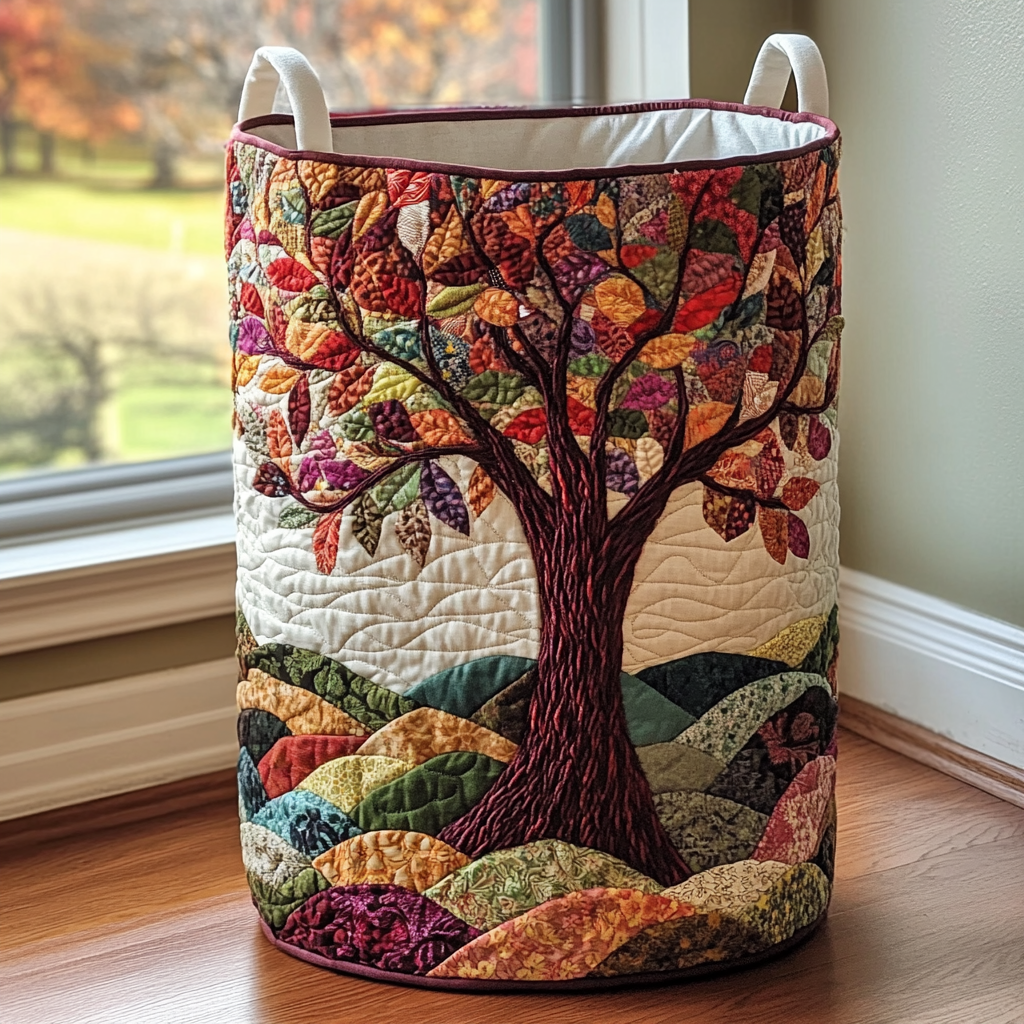 Quilted laundry basket — Forest Spirit