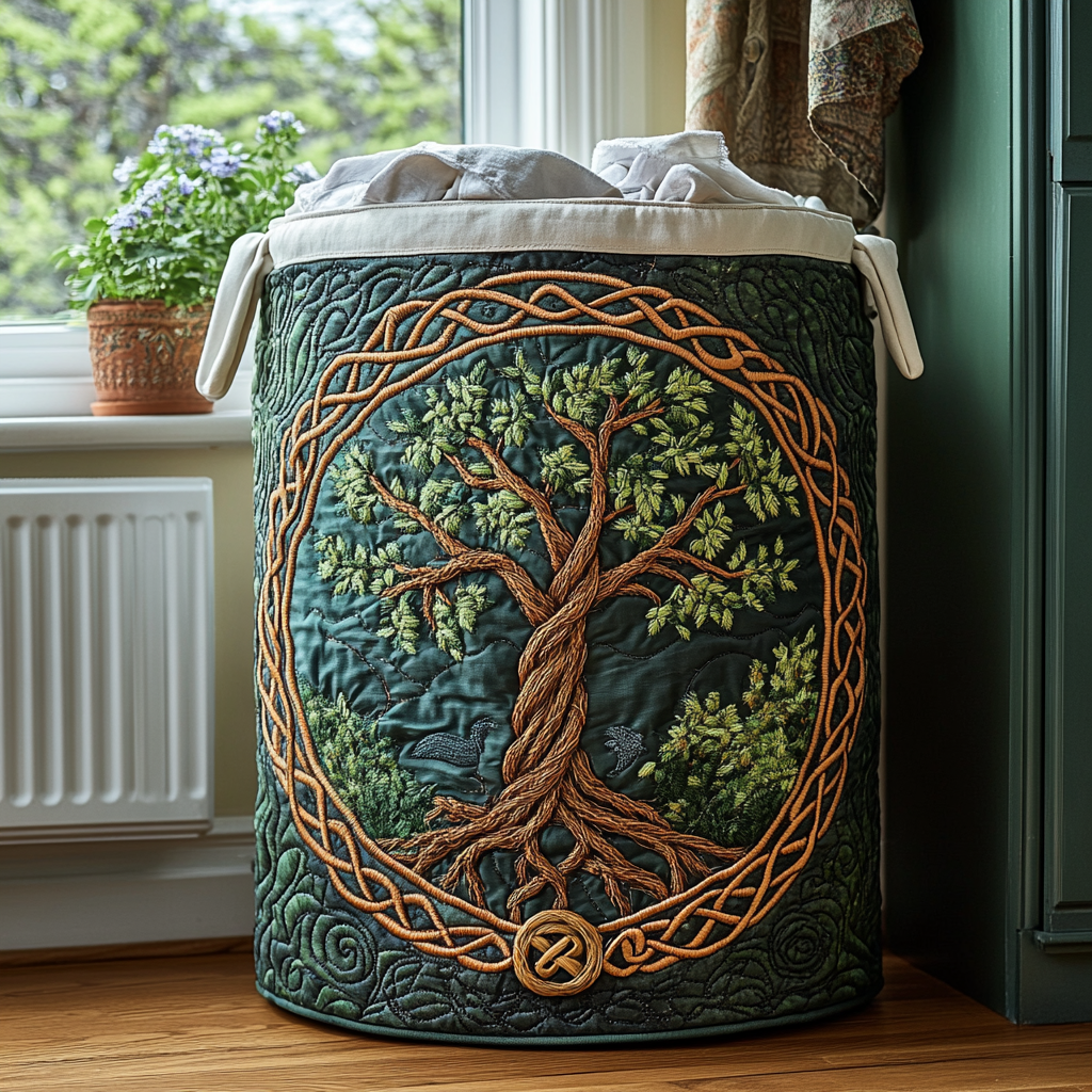 Quilted laundry basket — Sacred Tree