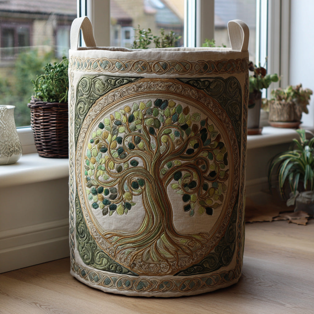 Quilted laundry basket — Mystic Tree