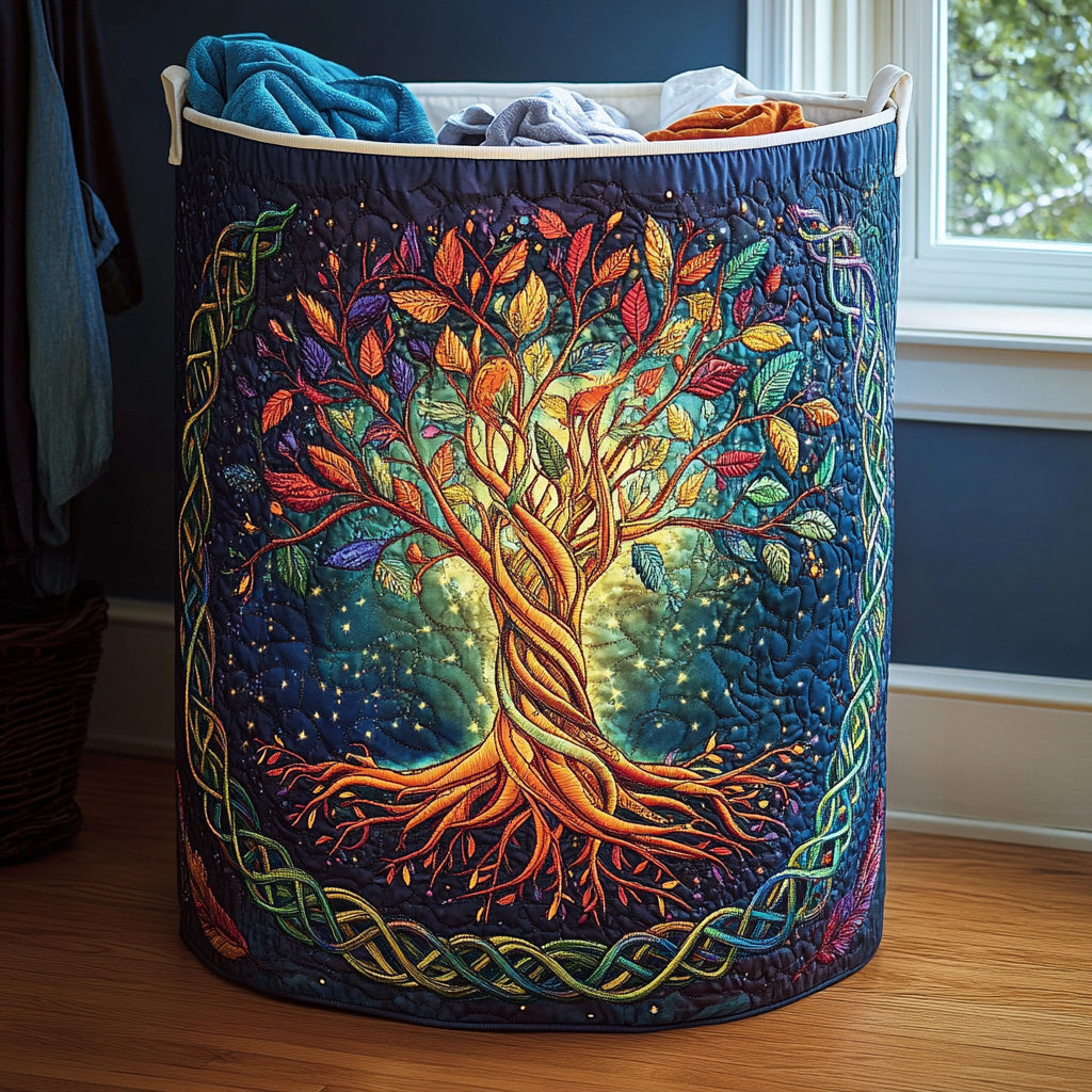 Quilted laundry basket — Celestial Oak