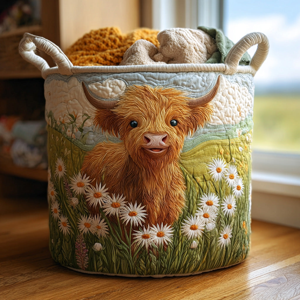 Quilted laundry basket — Highland Sunset