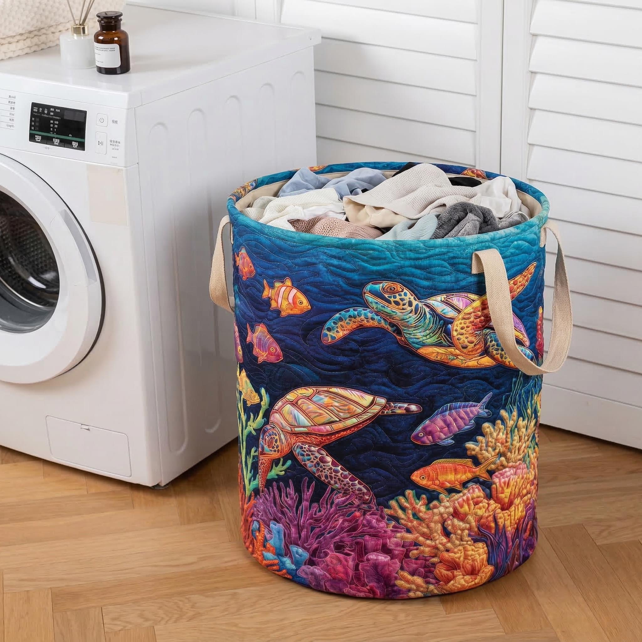 Quilted laundry basket