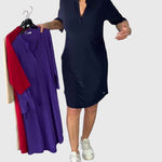 Alexandra - solid colour V-neck dress — view 5
