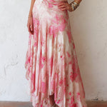 Alexandra - pink floral chiffon pleated sleeveless midi dress — view 6
