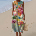Alexis - an elegant watercolor effect loose dress — view 1