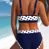 Allison - high waist polka dot bikini with patchwork design — view 2