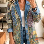 Allison - Retro Floral Denim Jacket — view 1