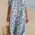 Alyssa - ivory dress with porcelain blue floral accents — view 2