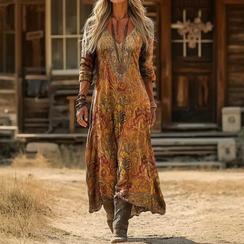 Alyssa - casual long sleeve dress with retro inspiration — view 1