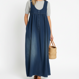 Amara - retro denim maxi dress — view 1