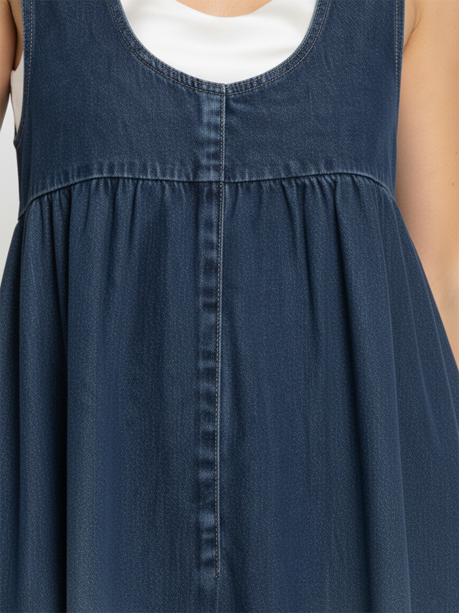 Amara - retro denim maxi dress — view 4
