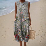 Amber - Embroidered floral field dress — view 1