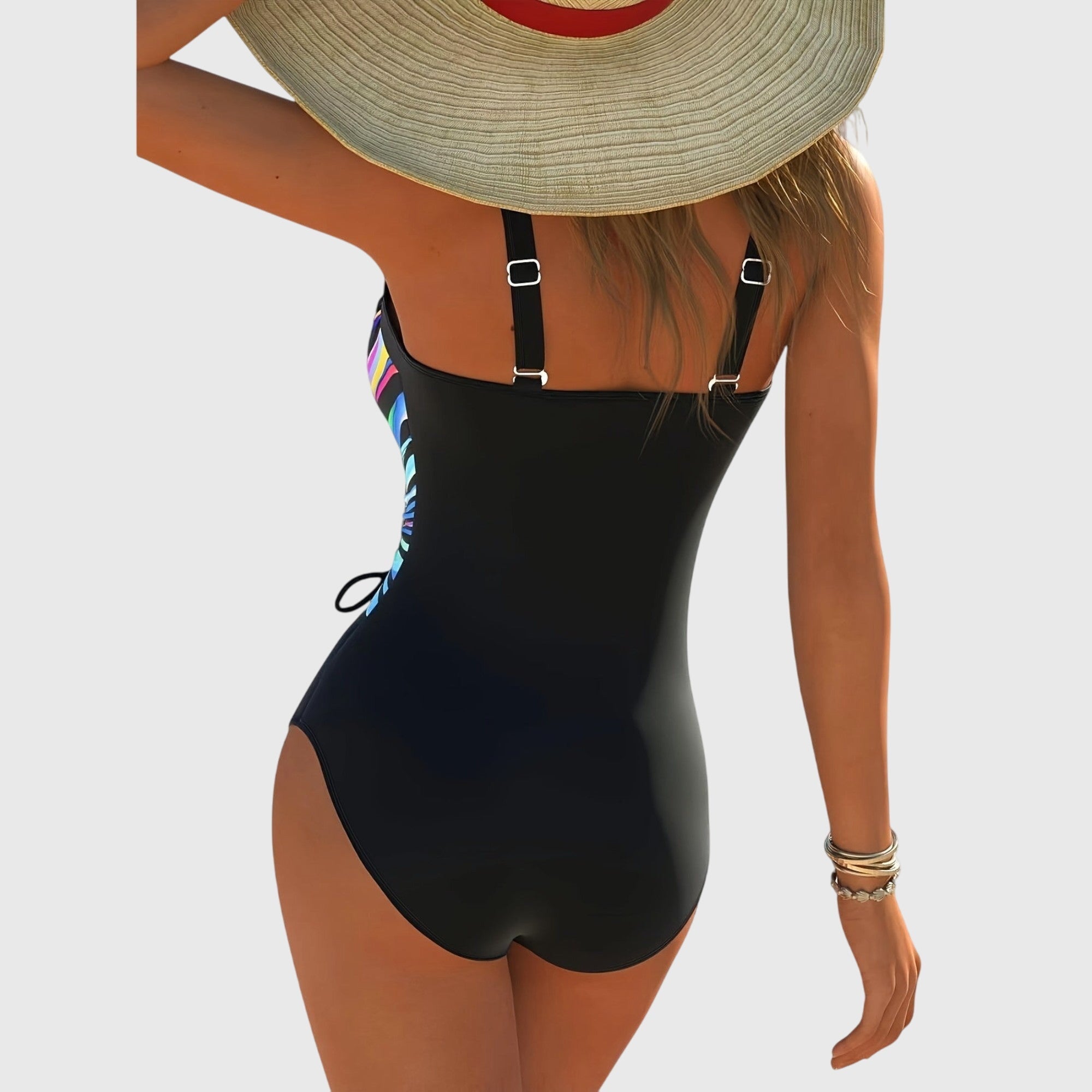 Amelia - a fashionable high-stretch swimsuit with a criss-cross front detail — view 2