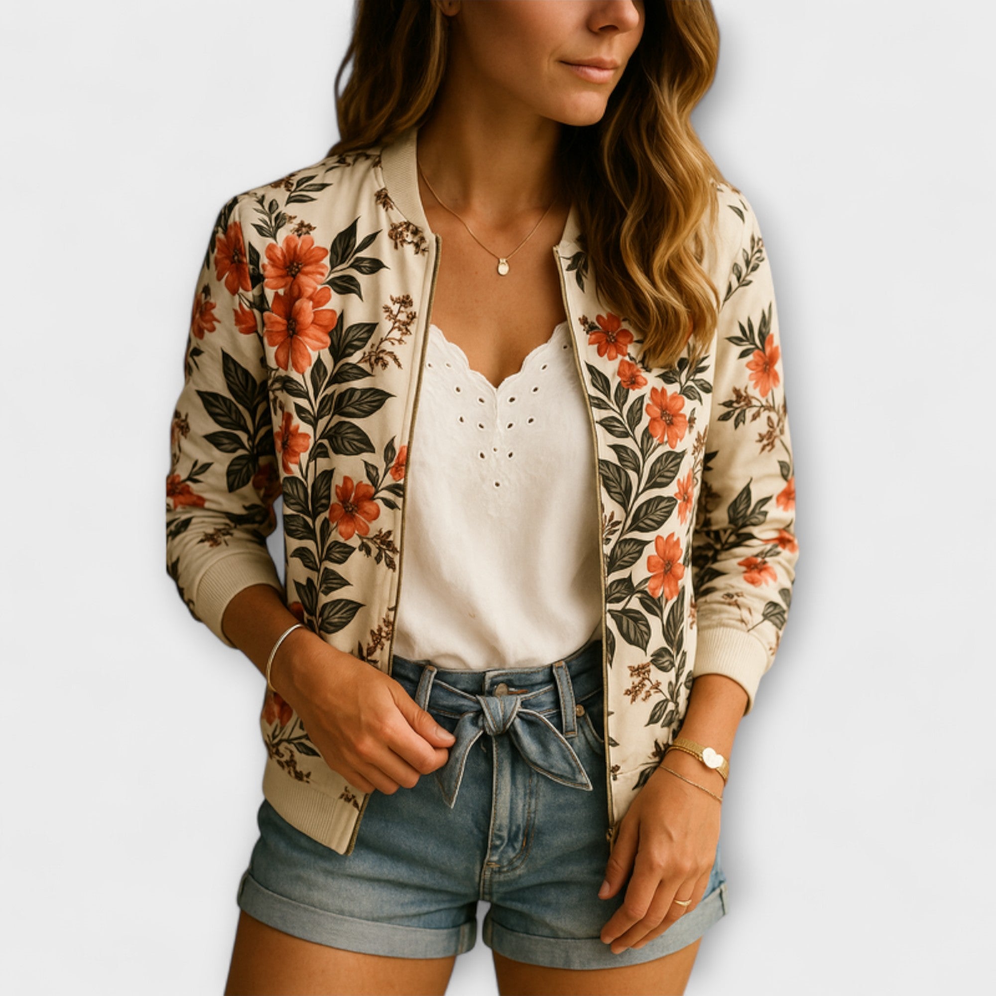 Andreia - elegant floral bomber jacket — view 6