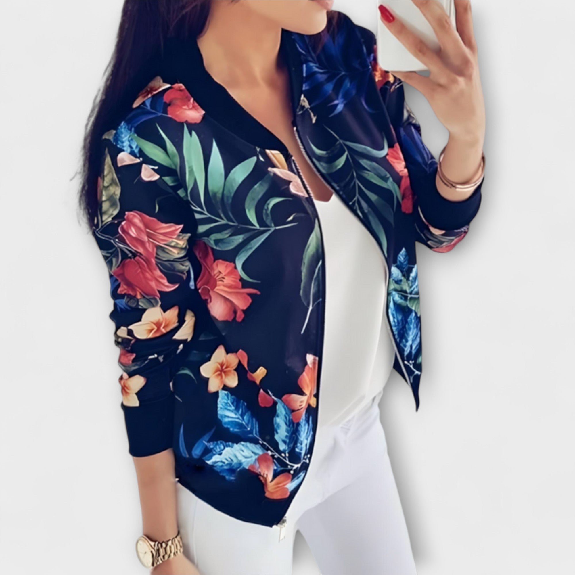 Andreia - elegant floral bomber jacket — view 7