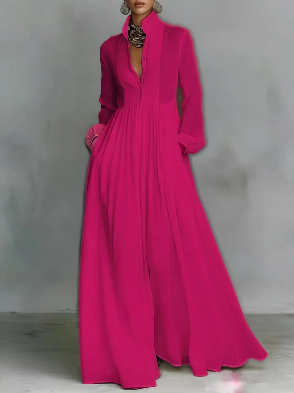Anna - button front maxi dress with easy fit — view 1