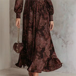 Aria - elegant patterned long sleeve maxi dress — view 2